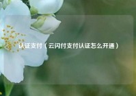 认证支付（云闪付支付认证怎么开通）