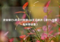 农业银行k码支付限额1000无法修改（农行k令转账限额设置）