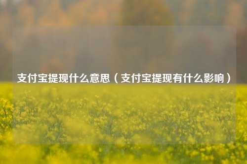 支付宝提现什么意思（支付宝提现有什么影响）