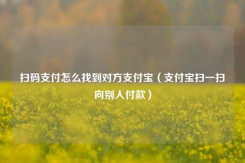 扫码支付怎么找到对方支付宝（支付宝扫一扫向别人付款）