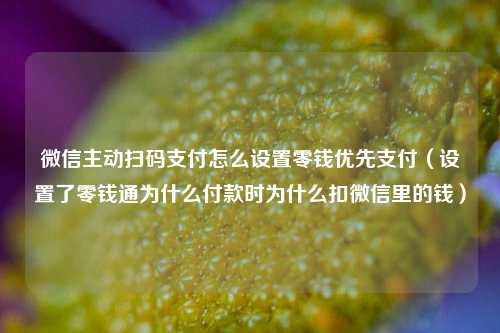 微信主动扫码支付怎么设置零钱优先支付（设置了零钱通为什么付款时为什么扣微信里的钱）